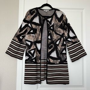 ST JOHN Novelty Print Duster Cardigan Single Chest Clasp Size 12